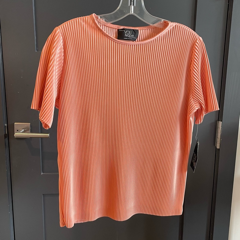 You-nique beautiful top pleated pink blush top shirt blouse